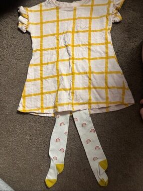dip Cream Tunic with Yellow Windowpane Print